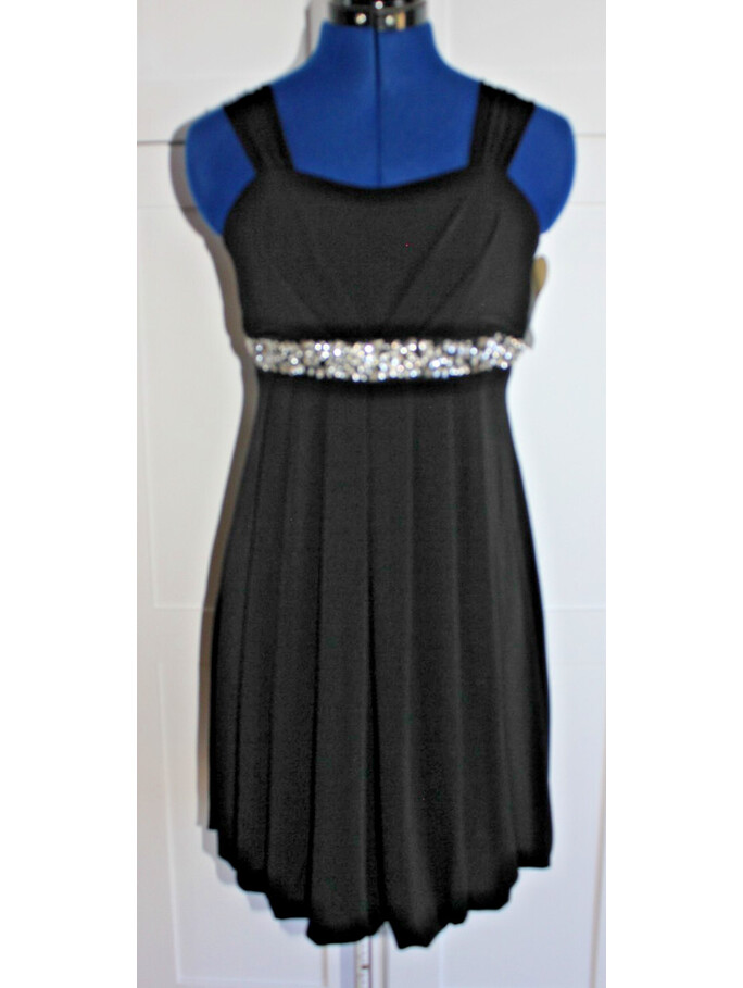 Speechless Big Girl's Size-16 Beaded Sequin Waistline Fancied Bubble Black Dress